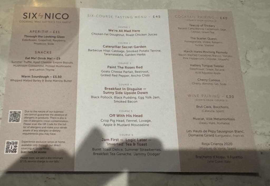 Six By Nico Menu Six By Nico Menu